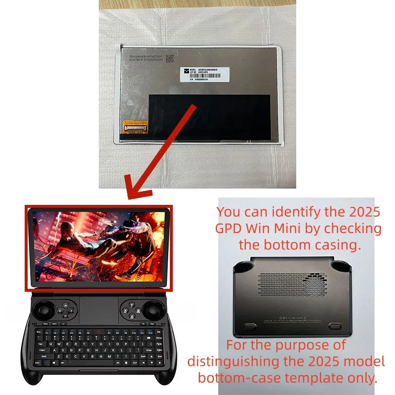 GPD Win Mini (2025 model only — please verify dimensions) LCD screen and touch panel assembly (repair/replacement part) Game console repair parts