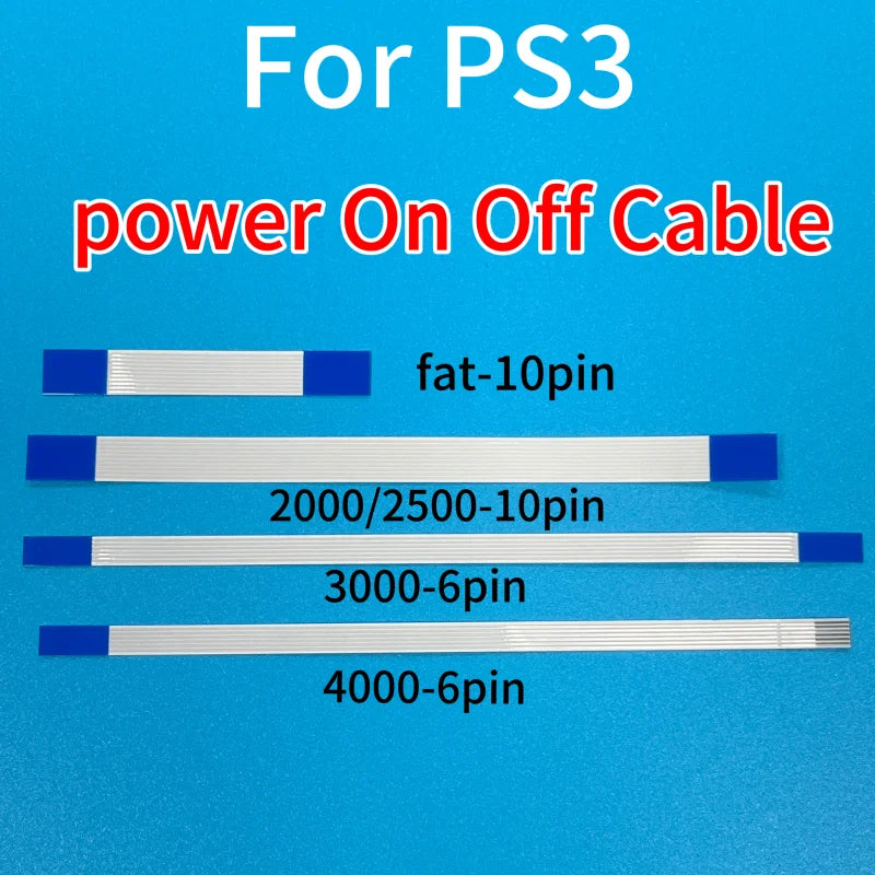 100pcs/lot for PS3 Slim 2000 2500 3000 4000 Power Switch Flex Cable 6Pin 10Pin Power on Off Switch Flex Ribbon Cable Game console repair parts