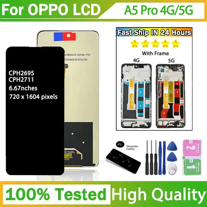 CPH2695 CPH2711 Premium Lcd For Oppo A5 Pro 4G/5G LCD Display Touch Screen Digitizer Assembly A5Pro LCD Replacement Oppo phone repair parts Realme phone repair parts