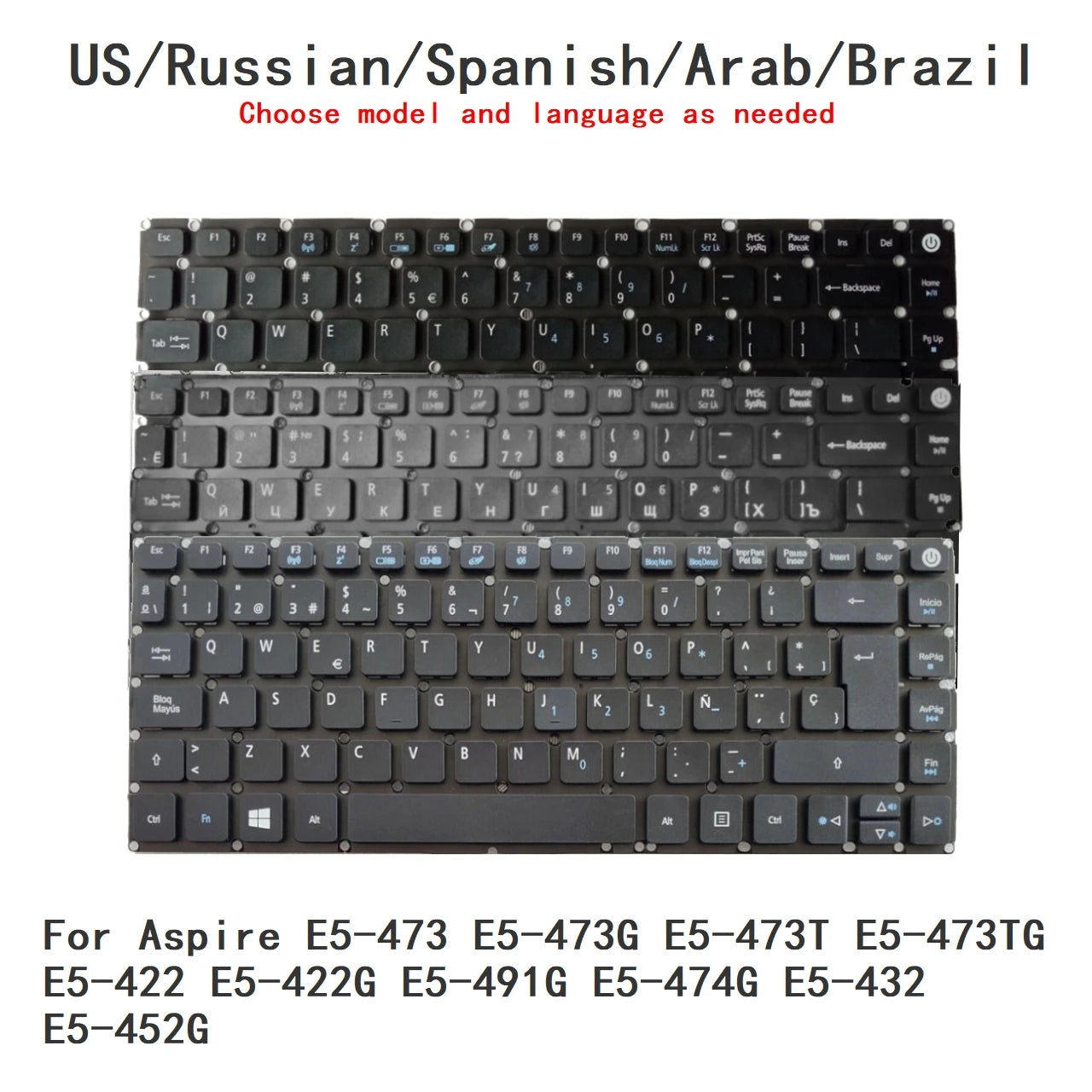 US RU SP AR BR Keyboard For Acer Aspire E5-473 E5-473G E5-473T E5-473TG E5-422 E5-422G E5-491G E5-474G E5-432 E5-452G Acer laptop repair parts