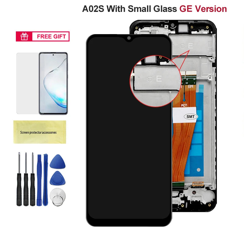 A02S Display Screen With Frame for Samsung Galaxy A02s SM-A025F/DS A025G/DS Display Touch Screen Digitizer Assembly Replacement Samsung phone repair parts