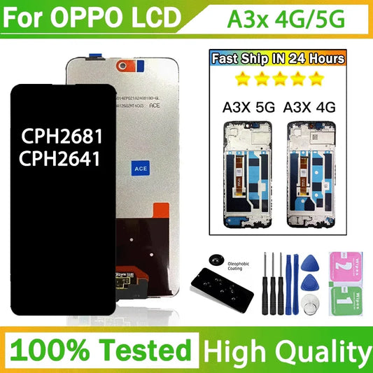 6.67”High Quality For Oppo A3X 4G CPH2641 LCD Display Touch Screen Digitizer For Oppo A3X 5G CPH2681 Display Replacement Oppo phone repair parts Realme phone repair parts