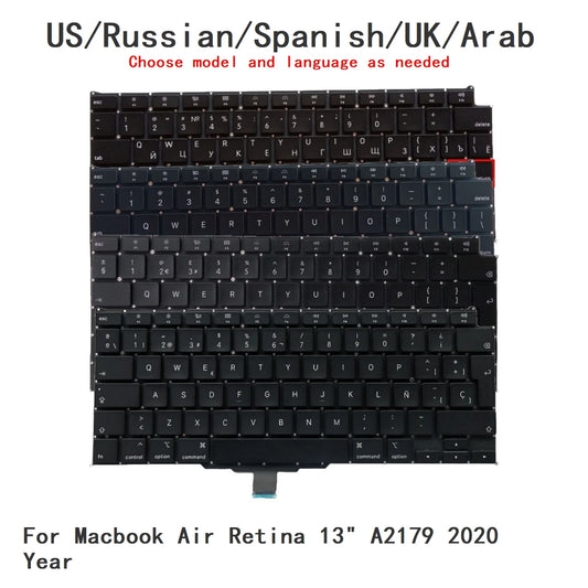 New US Russian Spanish UK Arab Language  Keyboard For Apple Macbook Air Retina 13" A2179 2020 Year Replacement Keyboard MACBOOK laptop repair parts