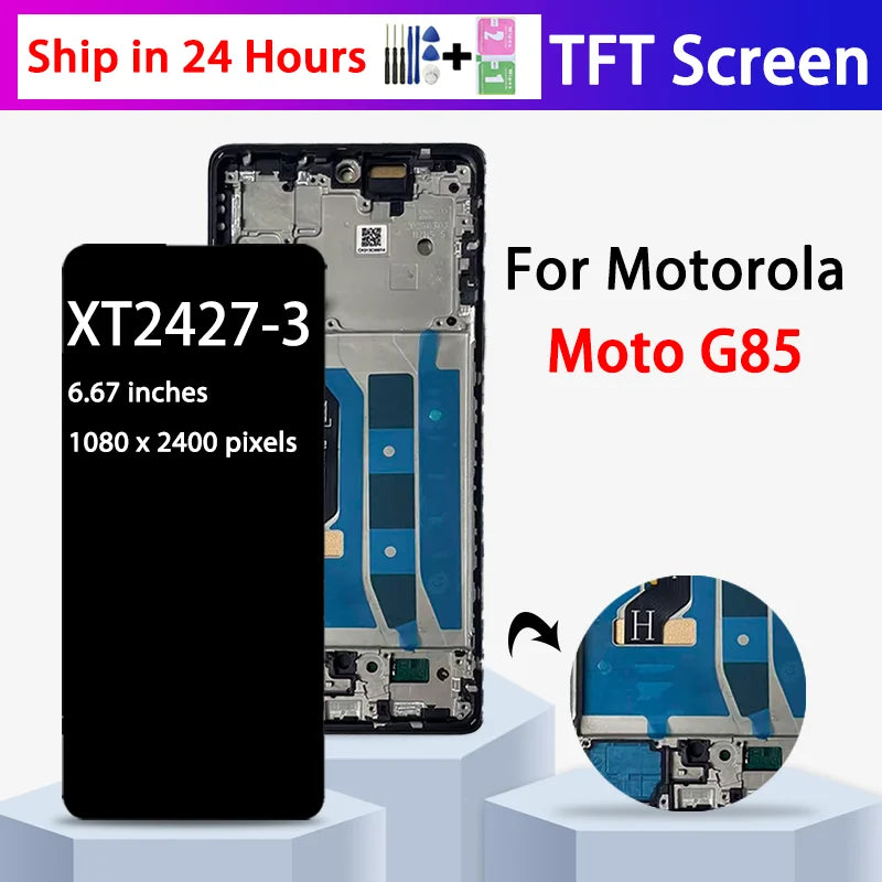 TFT G85 XT2427-3 Display Screen With Frame for Motorola Moto G85 LCD Dispaly Touch Screen Digitizer Assembly Replacement Motorola phone repair parts