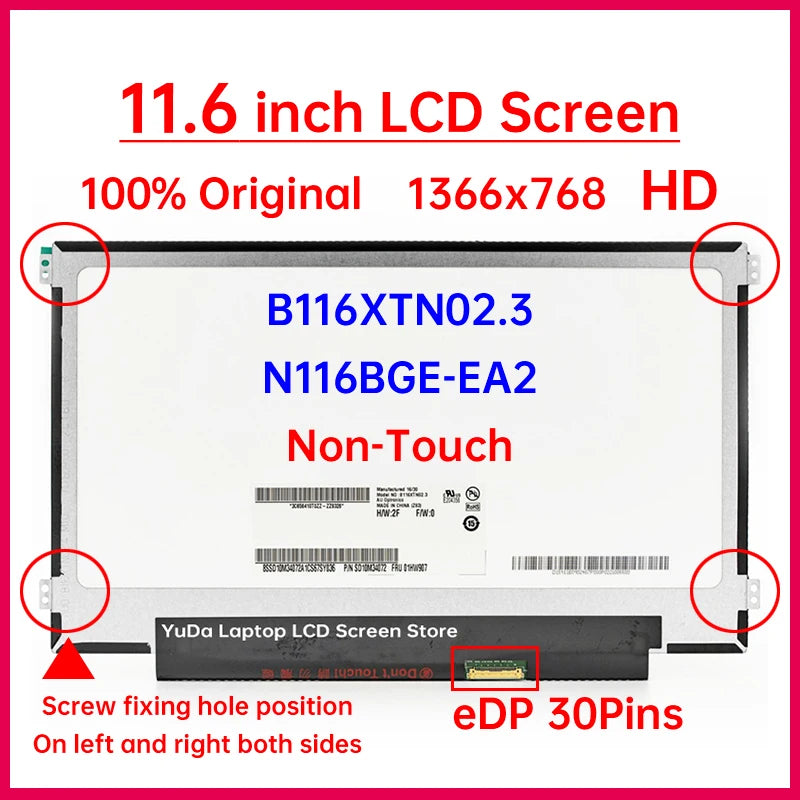 11.6 Inch LCD Screen B116XTN02.3 N116BGE-EA2 For Lenovo ThinkPad 11e 4th Gen Chromebook Display Matrix Panel 1366x768 Non-Touch Lenovo laptop repair parts