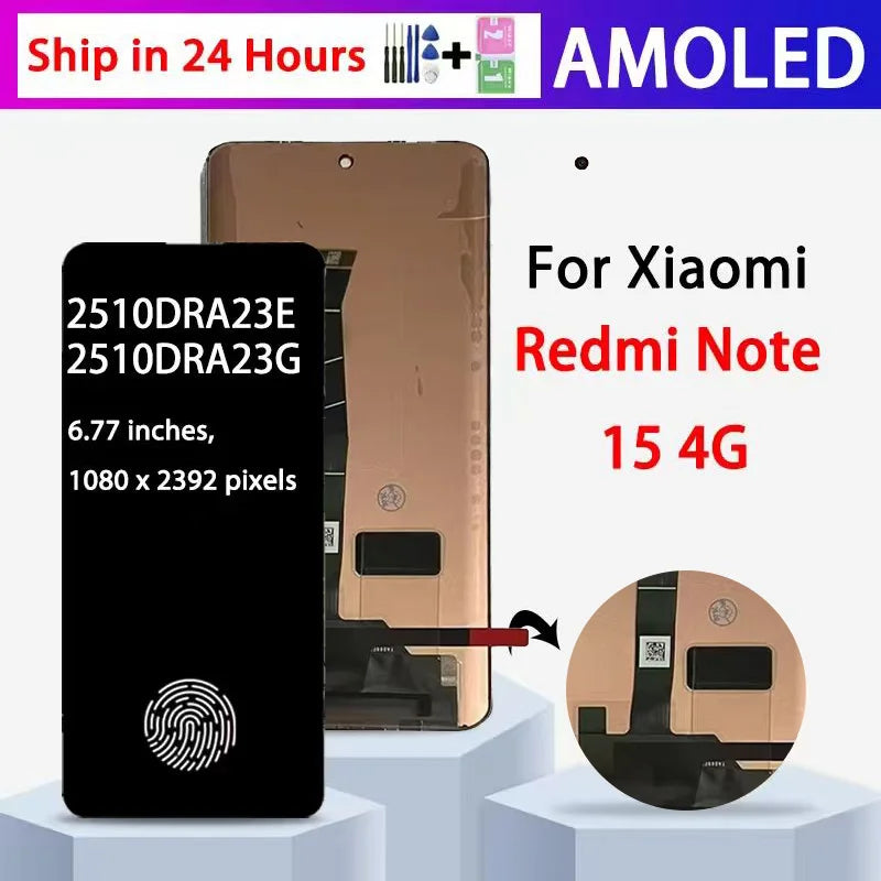 2510DRA23E 2510DRA23G Premium Lcd For Xiaomi Redmi Note 15 4G Display Touch Screen Digitizer Panel Assembly With Frame Xiaomi phone repair parts