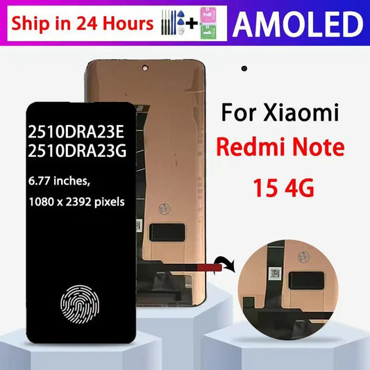 2510DRA23E 2510DRA23G Premium Lcd For Xiaomi Redmi Note 15 4G Display Touch Screen Digitizer Panel Assembly With Frame Xiaomi phone repair parts