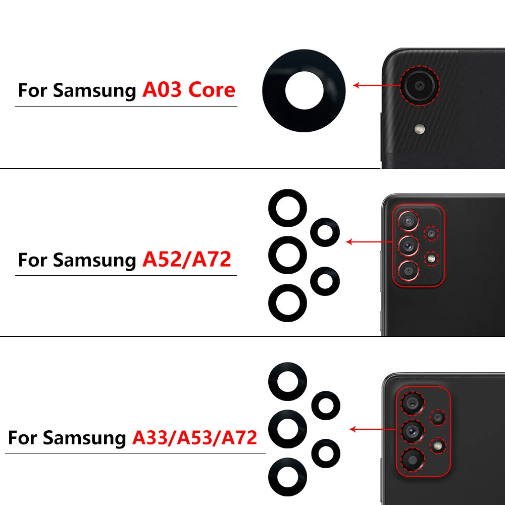 Back Rear Camera Glass Lens With Adhesive For Samsung A02 A02s A03 Core A03s A22 4G 5G A32 A52 A72 A33 A53 A73 Samsung phone repair parts
