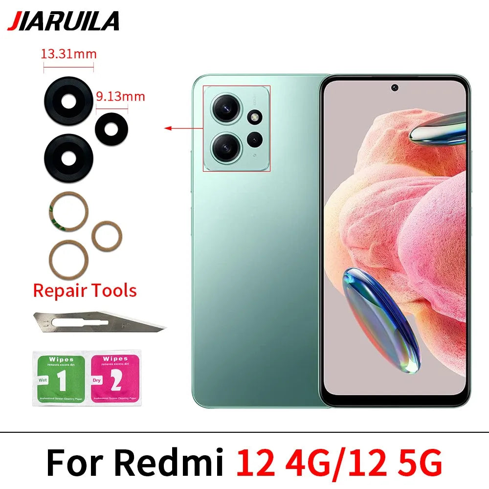 New Rear Back Camera Glass Lens For Xiaomi Redmi 12 12C 13 13C 14C 15 15C 4G 5G Camera Glass With Glue Adhesive  Xiaomi  Xiao mi phone repair parts