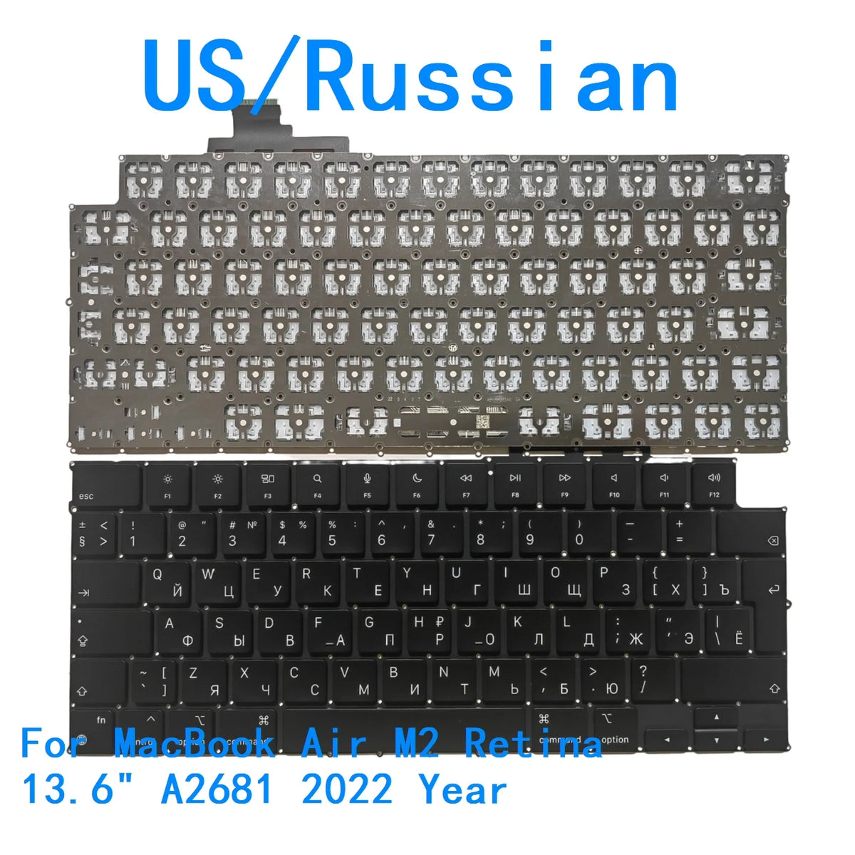 New US Russian Language  Keyboard For Apple MacBook Air M2 Retina 13.6" A2681 2022 Year Notebook PC Replacement Keyboard  MACBOOK laptop repair parts