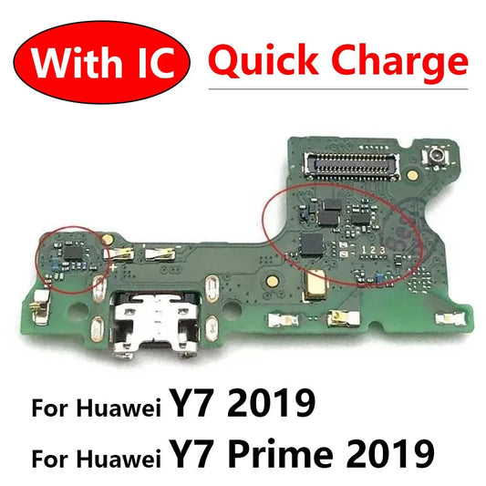 Dock Connector Charger Board For Huawei Y7 2019 / Y7 Prime 2019 USB Charging Port Flex Cable with Microphone Replacement Huawei phone repair parts
