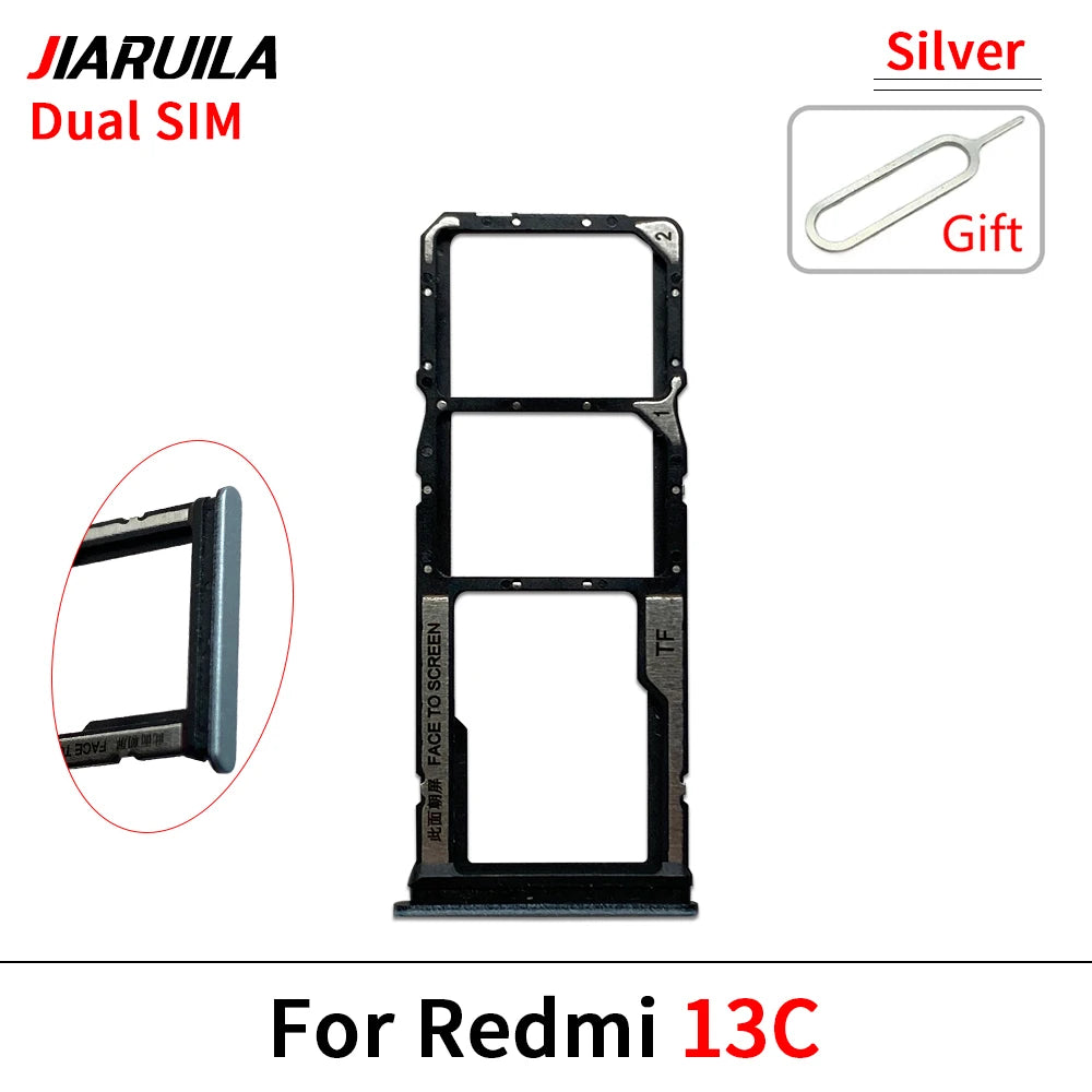 10Pcs ，SIM Card Tray Slot Holder Adapter Accessories For Xiaomi Redmi 12 12C 13 13C 14C Replacement Spare Parts Xiaomi  Xiao mi phone repair parts