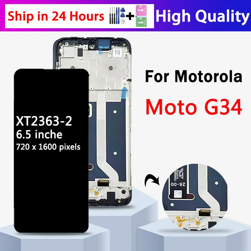 6.56" Screen For Motorola Moto G34 LCD Display Touch Screen Sensor Digiziter Assembly Replacement For Moto G34 XT2363-2 Screen Motorola phone repair parts