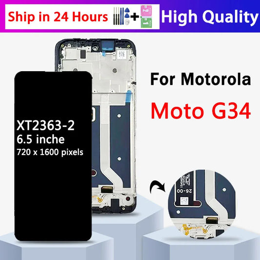 6.56" Screen For Motorola Moto G34 LCD Display Touch Screen Sensor Digiziter Assembly Replacement For Moto G34 XT2363-2 Screen Motorola phone repair parts