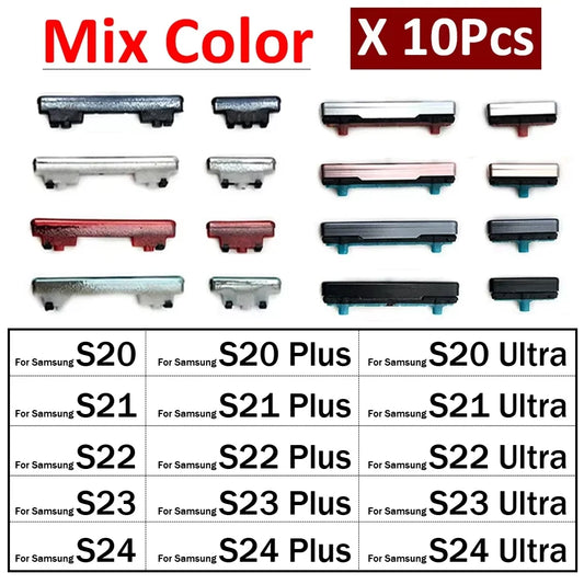 10Pcs/Lot, New Power Button + Volume Side Button For Samsung S8 S9 S10 S20 S21 S22 S23 S24 Plus Ultra Fe Replacement Parts Samsung phone repair parts