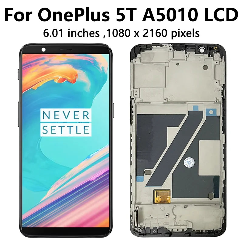 100% New Screen For OnePlus 5 A5000 LCD 1+5 Display Touch Screen Digitizer For One Plus 5T A5010 LCD 1+5T Display Frame  OnePlus phone repair parts