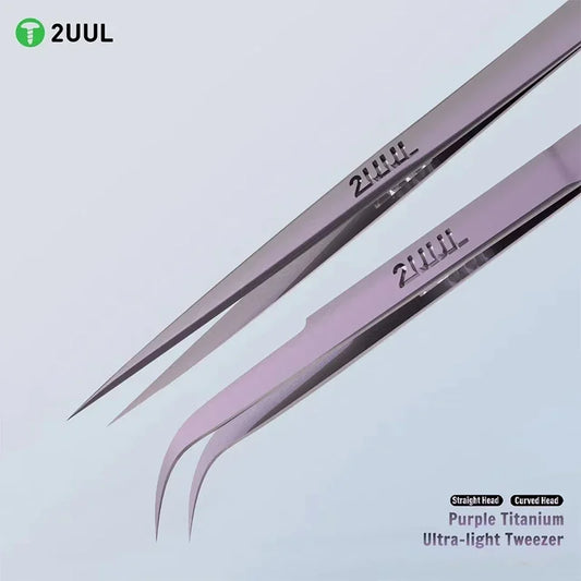 2UUL Ti21 Ti22 Titanium Ultralight Tweezer Purple Curved/Straight for Mobile Phone Repair High Precision Flying Wire Tweezers Professional Repair Tools