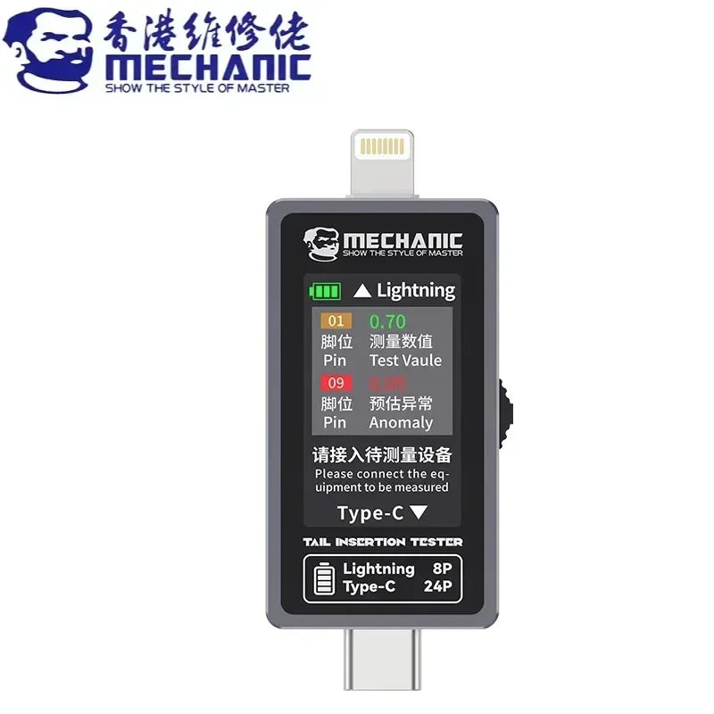 Mechanic T-824 No Disassembly Required Mobile Phone Tail Insertion Detector Digital Display Current Power Check Independent Pin Professional Repair Tools