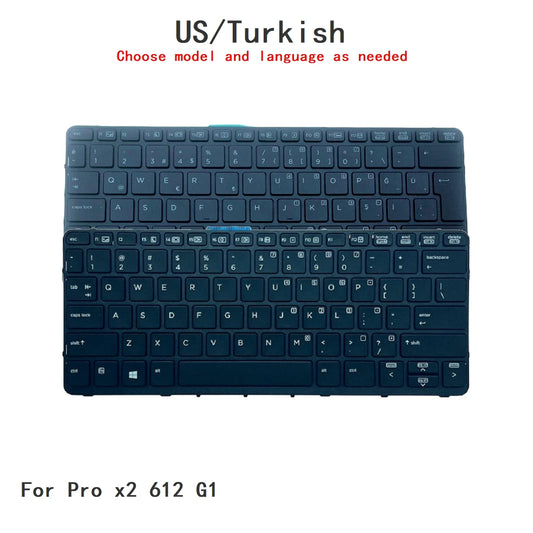 New US Turkish Language  Backlit Keyboard For HP Pro x2 612 G1 Notebook PC Replacement Keyboard NSK-CR3BV 755497-141 766641-141  HP laptop repair parts