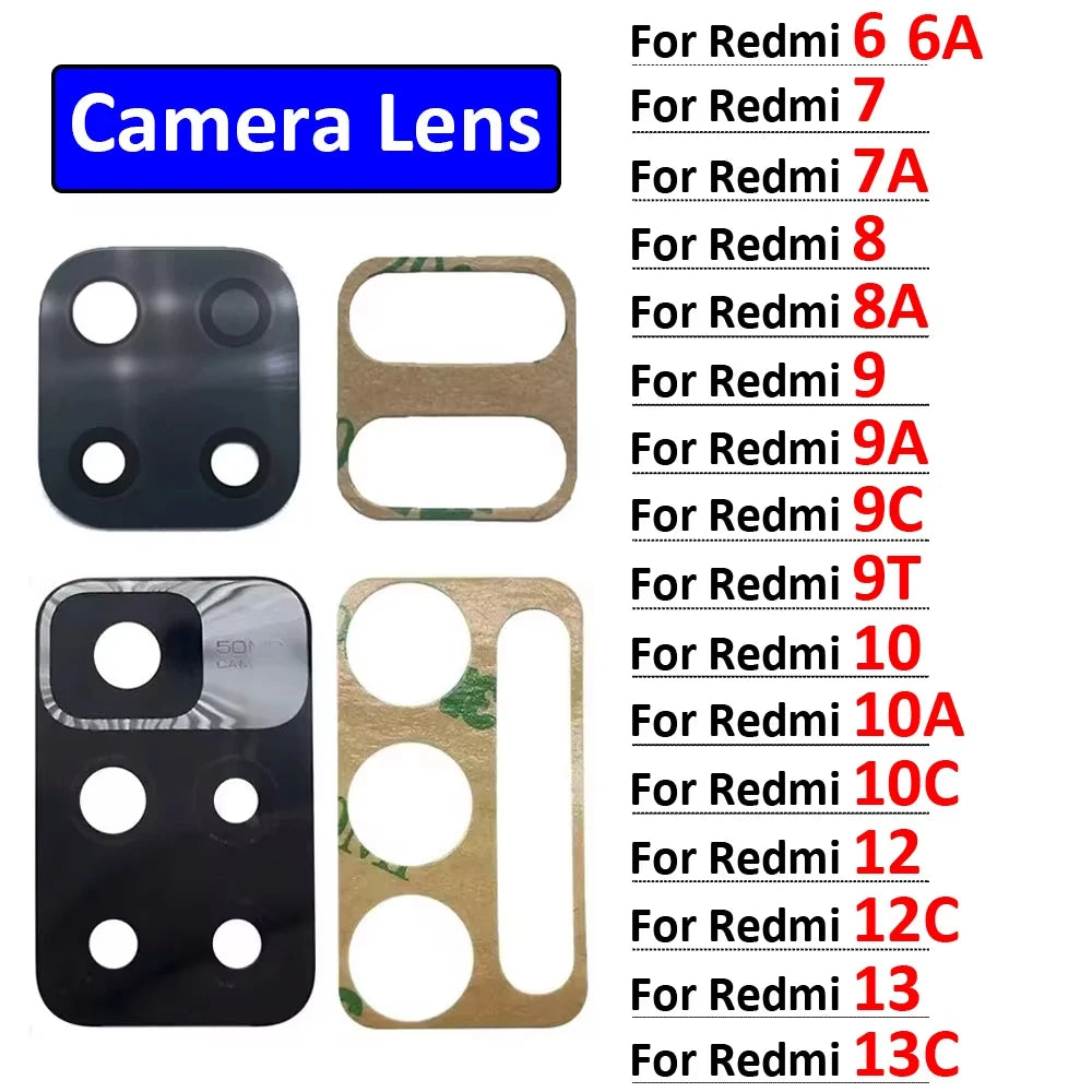 Rear Camera Glass Lens For Xiaomi Redmi 6 6A 7 7A 8 8A 9 9A 9C 9T 10 10A 10C 12 12C 13 13C 4G 5G Camera Glass Replacement Parts Xiaomi  Xiao mi phone repair parts