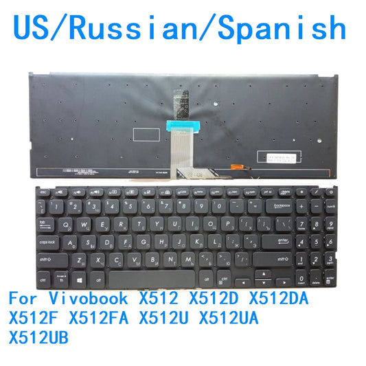 New US Russian Spanish Laptop Backlit Keyboard For ASUS Vivobook X512 X512D X512DA X512F X512FA X512U X512UA X512UB ASUS laptop repair parts