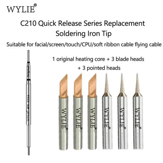 WYLIE C210 Pointed Tip 0.12mm Cutter Head Fast Heating Rapid Temperature Recovery for Mobile Phone Screen Touch Panel CPU Repair Professional Repair Tools