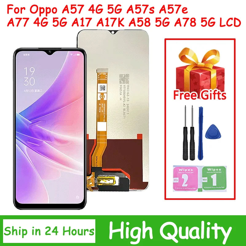 OEM For Oppo A57 A77 4G A57s A57e  A17 A17K LCD Display Touch Screen Digitizer For OPPO A57 A77 A58 A78 5G Display Oppo phone repair parts Realme phone repair parts