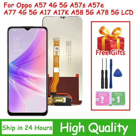 OEM For Oppo A57 A77 4G A57s A57e  A17 A17K LCD Display Touch Screen Digitizer For OPPO A57 A77 A58 A78 5G Display Oppo phone repair parts Realme phone repair parts