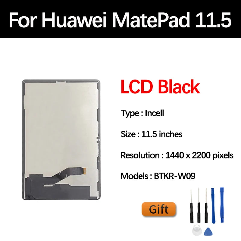 100% Tested 11.5" OEM For Huawei MatePad 11.5 BTKR-W09 LCD Display Touch Sensor Glass Screen Digitizer Assembly Replacement Tablet repair parts
