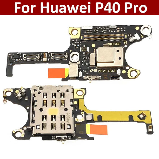 For Huawei P40 Pro SIM / SD Card Reader Holder Conecction Board With Microphone Flex Cable Huawei phone repair parts