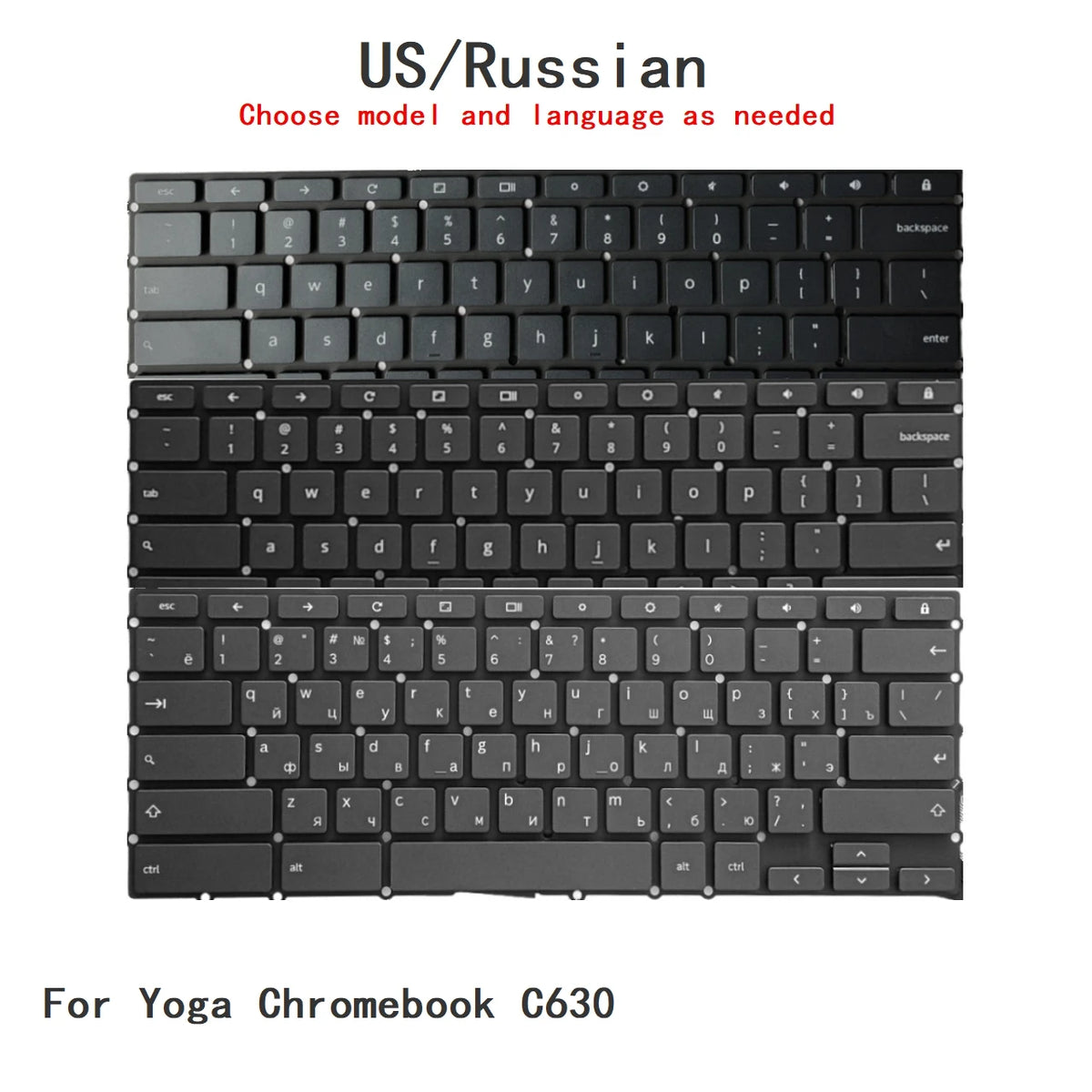 New US Russian Language  Backlit Chromebook Keyboard For Lenovo Yoga Chromebook C630 Notebook PC Replacement Keyboard Lenovo laptop repair parts
