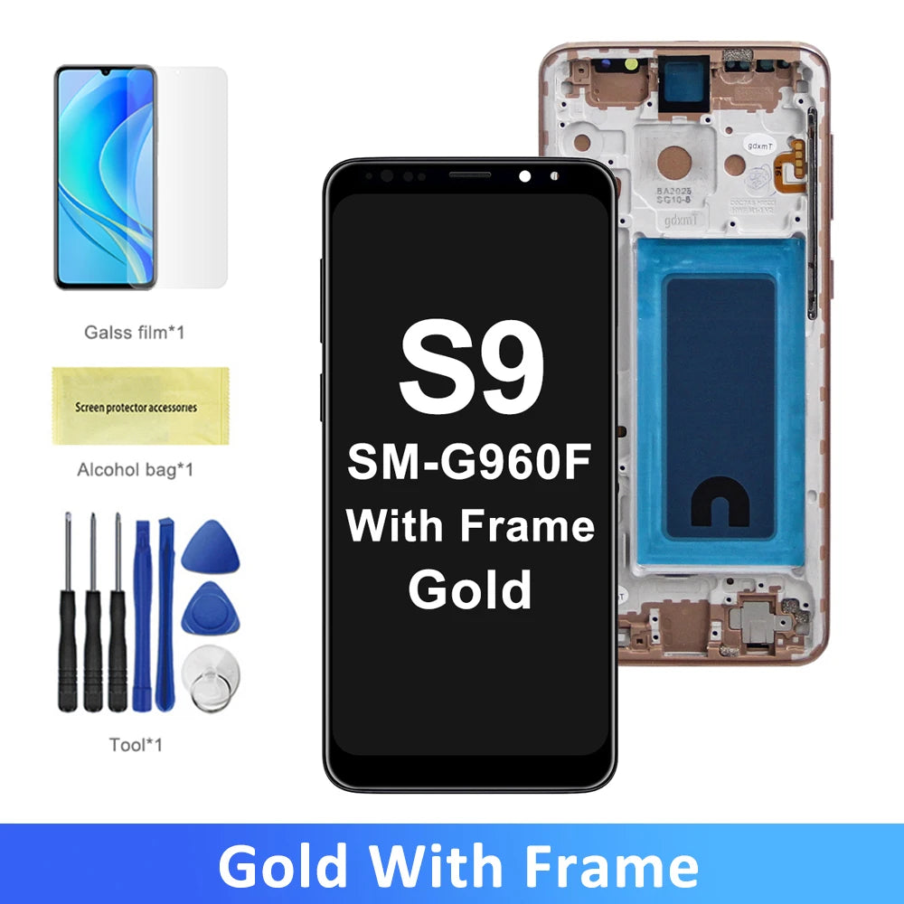 100% Tested Display For Samsung Galaxy S9 LCD With Digitizer Touch Screen Assembly SM-G960FD S9 G960 LCD with Frame Replacement Samsung phone repair parts
