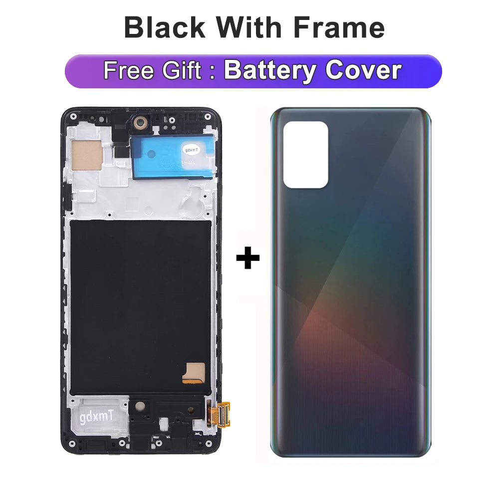 A51 Display Screen With Frame, for Samsung Galaxy A51 A515 A515F Lcd Display Touch Screen Digitizer Replacement 100% Tested Samsung phone repair parts