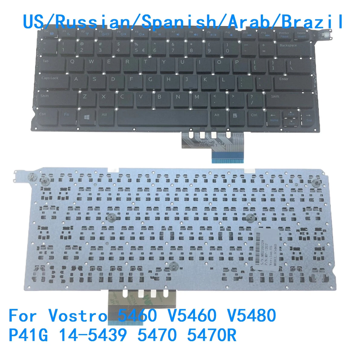 New US Russian Spanish Arab Brazil Language  Keyboard For Dell Vostro 5460 V5460 V5480 P41G 14-5439 5470 5470R MP-12G7Dell laptop repair parts