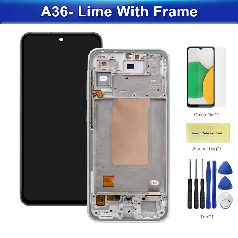 For Samsung A36 5G LCD Display Touch Screen Digitizer with Frame Compatible with SM-A366E, SM-A366B, SSM-A366U Assembly Samsung phone repair parts