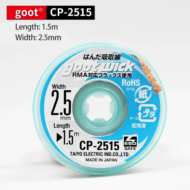 GOOT High Quality Desoldering Wick With Braided Copper Wire CP2015 1515 3015 3515 2515 BGA Solder Paste Remover repair tools Kit Professional Repair Tools