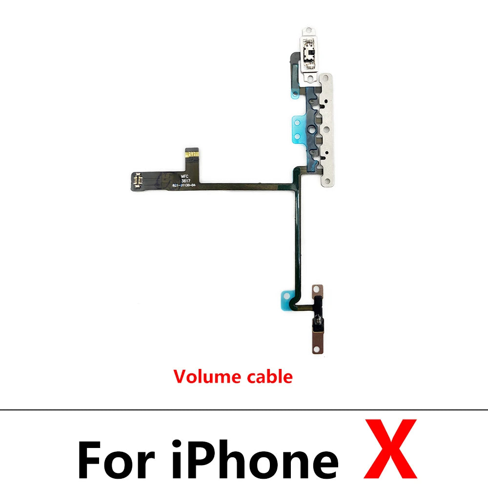 Power On Off Flex For IPhone 7 7G 8 8G Plus X XR XS Max Volume Up Down Side Button Key Ribbon Flex Cable With Metal iPhone phone repair parts