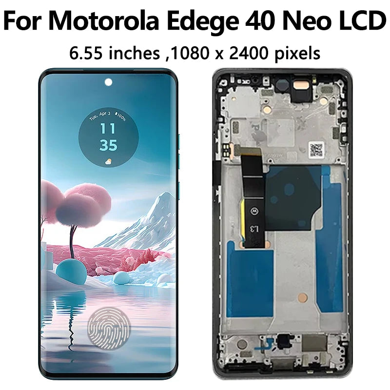 6.55"AMOLED For Motorola Edge 40 Neo XT2307-1 LCD Display Touch Screen with Fingerprint For Moto Edge40 XT2303-2 Display Motorola phone repair parts