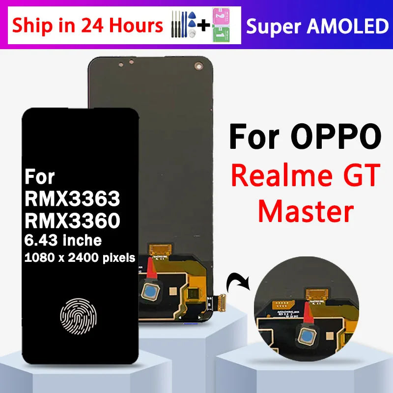 OLED Quality For OPPO Realme GT Master Edition RMX3363 LCD Display With Fingerprint Touch Panel Screen Digitizer Assembly  Oppo phone repair parts