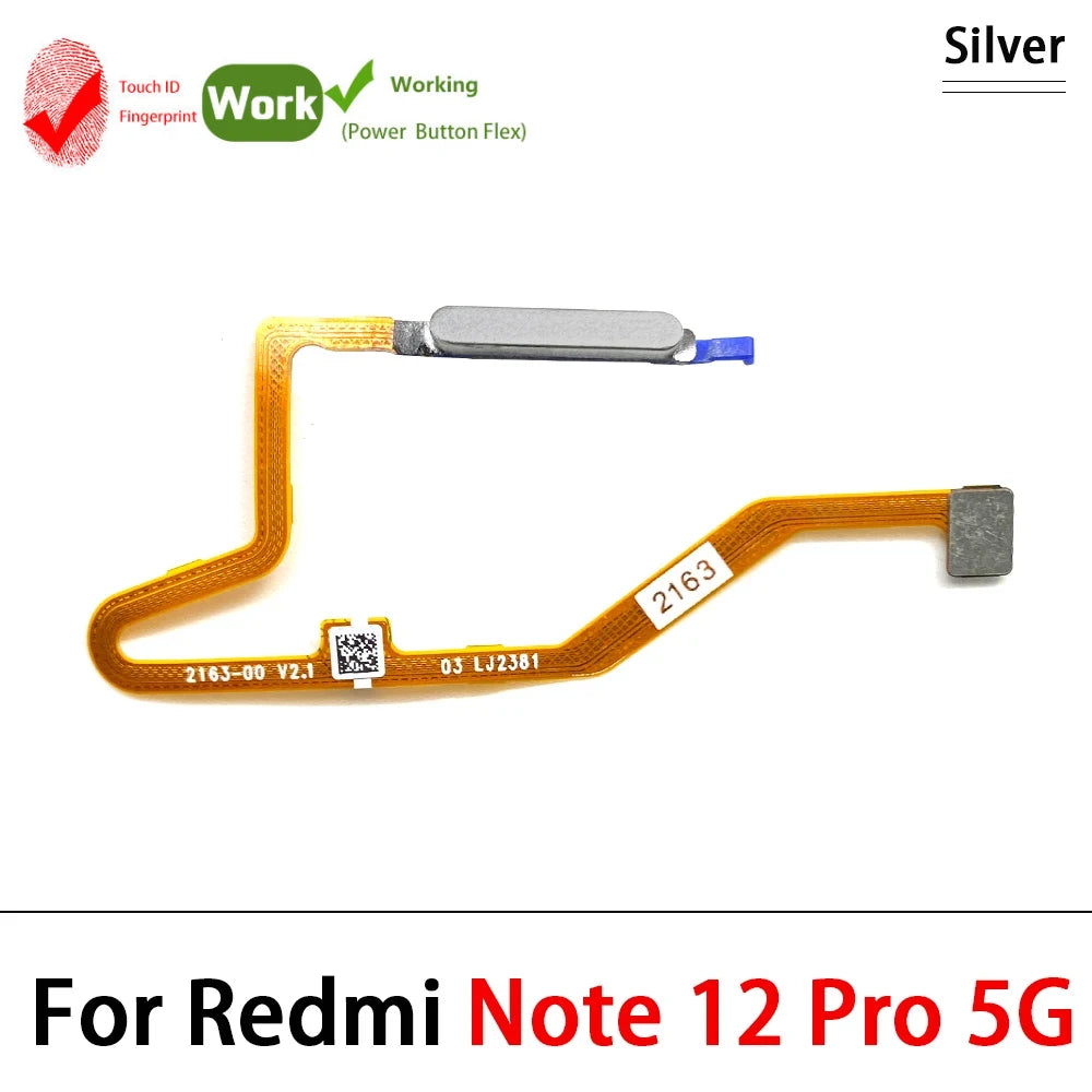 For Xiaomi Redmi Note 12 Pro Plus 4G 5G Home Button Fingerprint Sensor Flex With Power Key Button Flex Cable  Xiaomi  Xiao mi phone repair parts