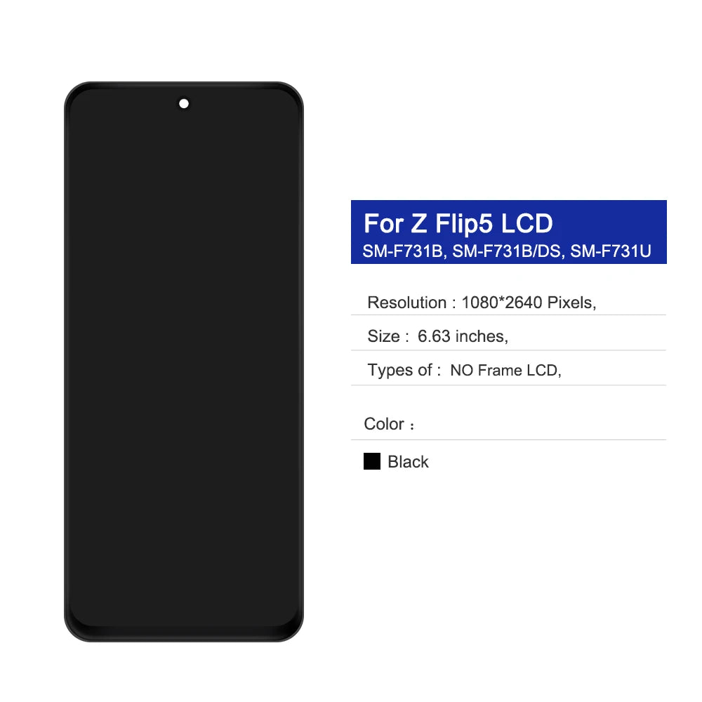 TFT For Samsung Z Flip5 SM-F731B/SM-F731U/SM-F731F F731 SM-F731U Display LCD Touch Screen Digitizer Assembly Replacement Parts Samsung phone repair parts