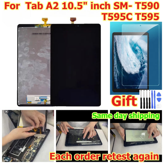 100% tested Tab touch lcd display screen panel for Samsung Tab A2 10.5" inch SM- T590 T595C T595 digitizer glass assembly Samsung tablet repair parts