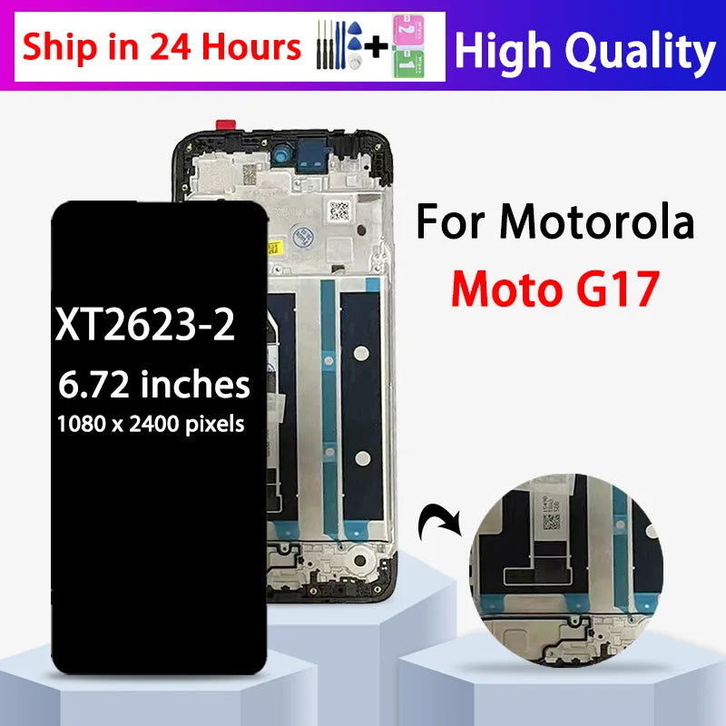 6.72" LCD For Moto G17 Power LCD For Motorola Moto G17 XT2623-2 LCD Display Touch Screen Panel Digitizer Assembly Replacement Motorola phone repair parts