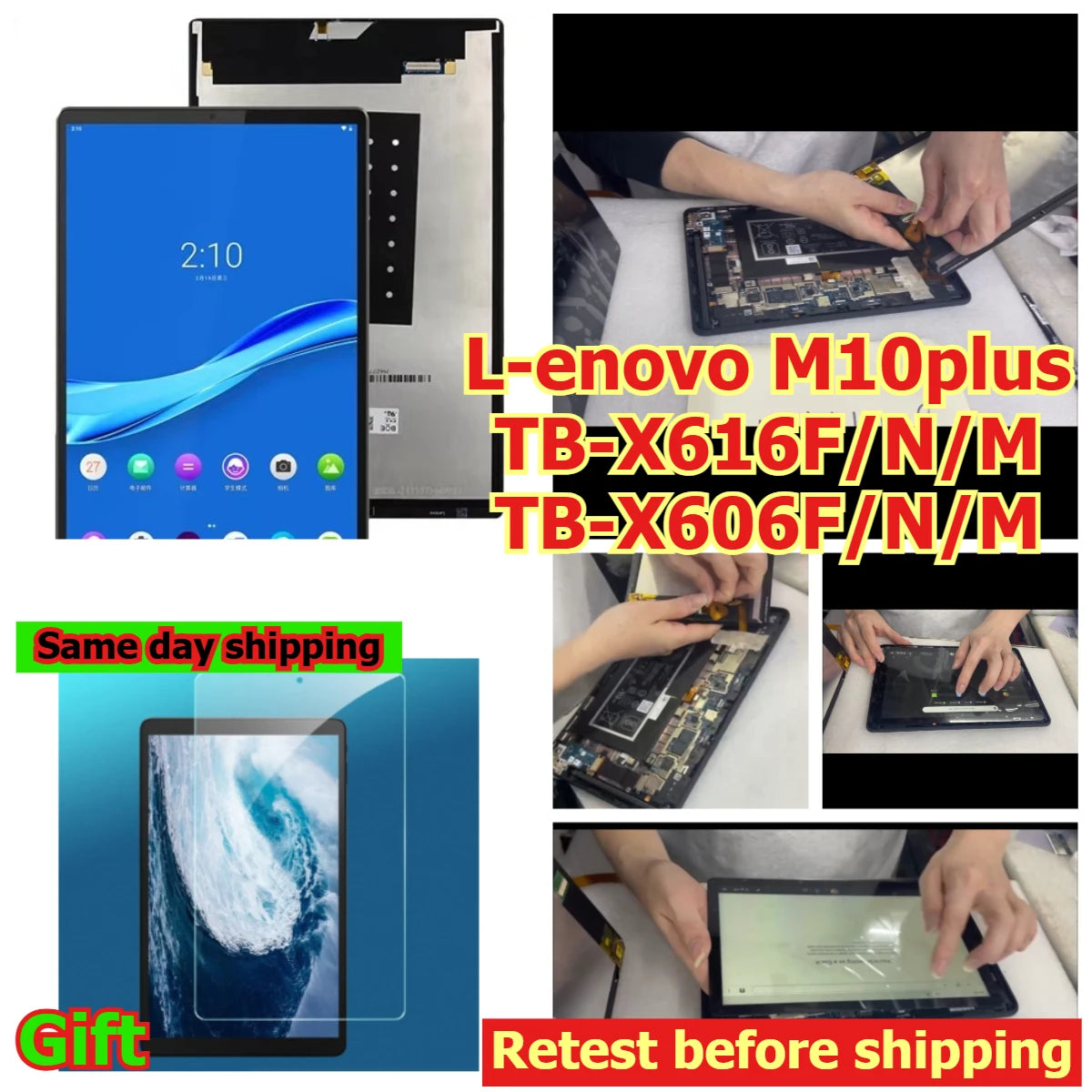 100% Tested Tab touch display lcd screen assembly for Lenovo M10plusTB-X616F/N/M TB-X606F/N/M Touch Screen Digitizer panel LCD Lenovo tablet repair parts