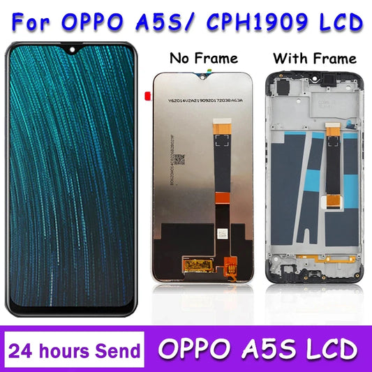 AAA+ High Ouality For Oppo A5s LCD CPH1909 1920 1912 Display with Frame Touch Screen Digitizer Assembly For Oppo AX5s LCD Oppo phone repair parts Realme phone repair parts