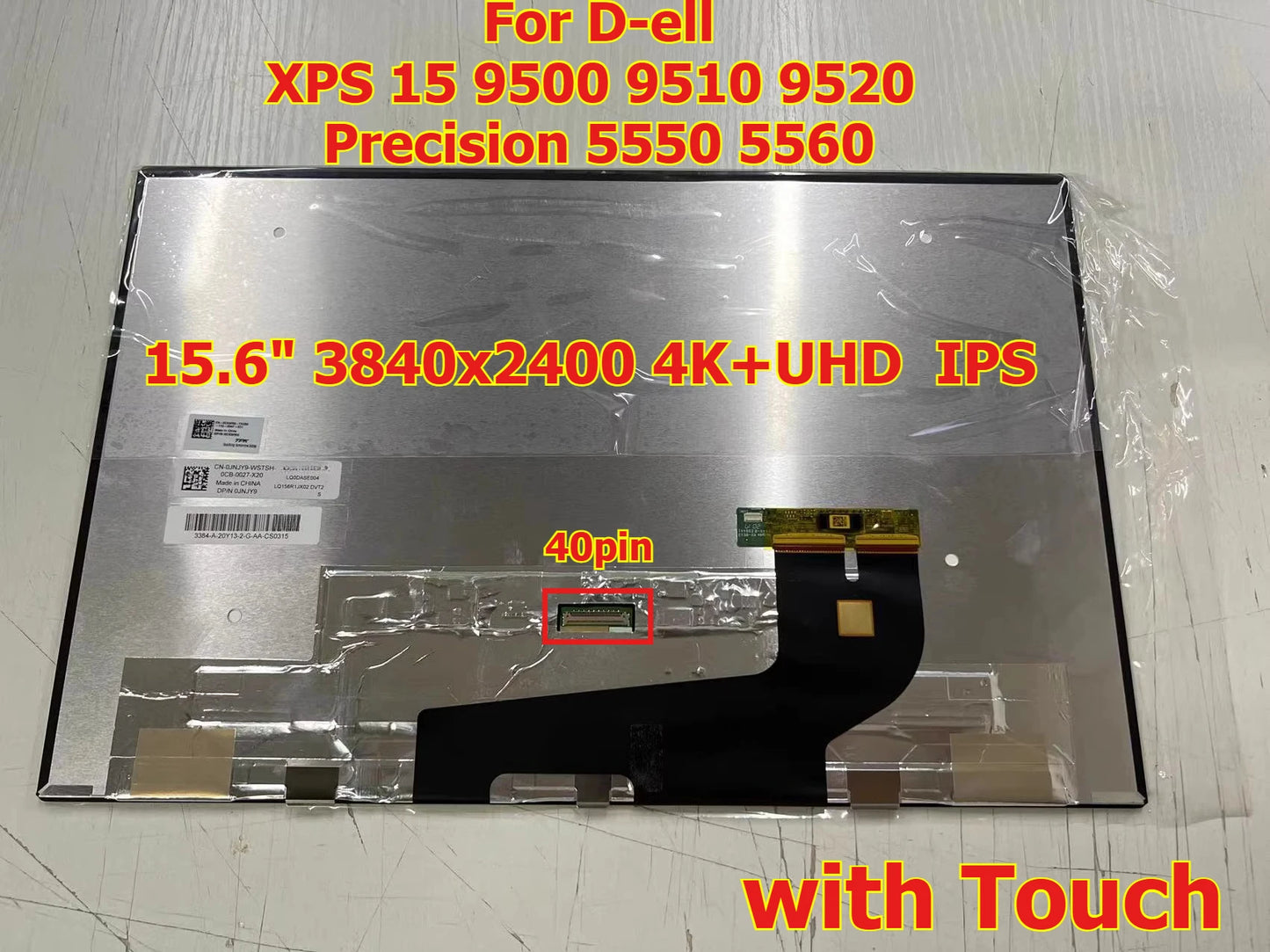 15.6" 0JNJY9 3840x2400 4K+UHD LCD Touch Screen IPS For DELL XPS 15 9500 9510 9520 Precision 5550 5560 NC75F F45JY LQ156R1JX02 display
