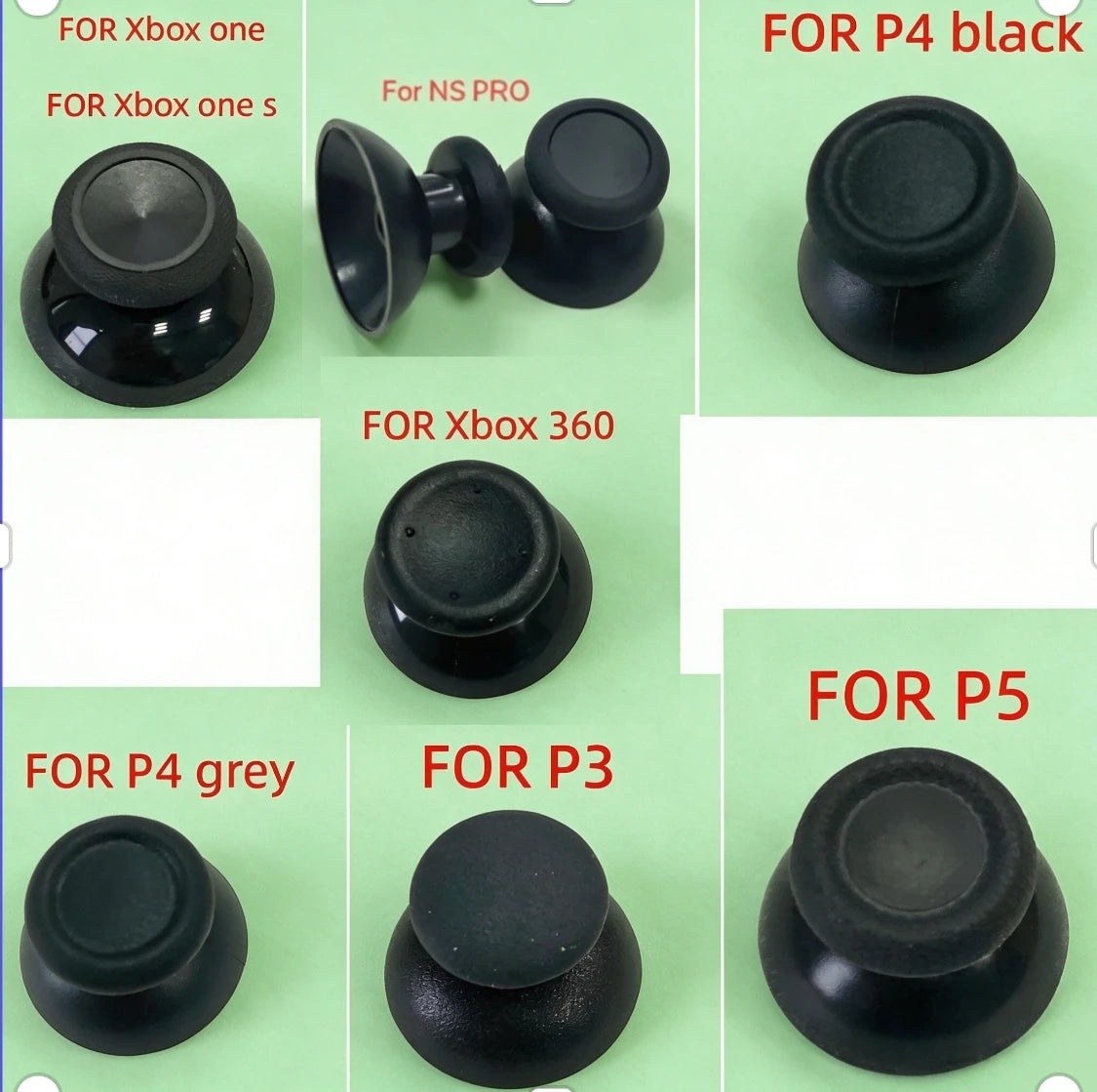 50pcs Cap for PS2 PS3 PS4 PS5 Xbox One 360 Series S X WiiU NGC Gamepad Controller 3D Analog Joystick Mushroom Stick Grip Cap Game console repair parts