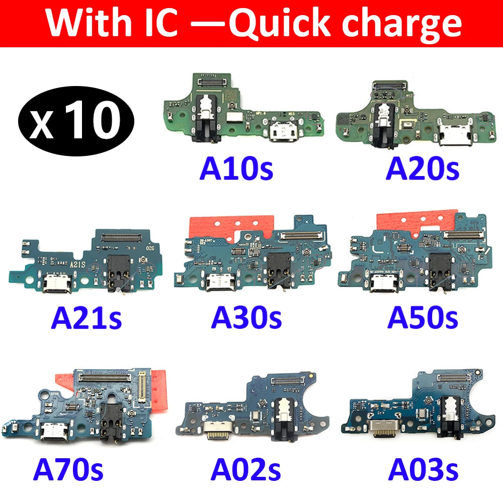 10Pcs USB Charger Charging Port Dock Connector Board Flex Cable For Samsung A10s A20s A30s A50s A21s A03s A03 Core A04 A04s Samsung phone repair parts