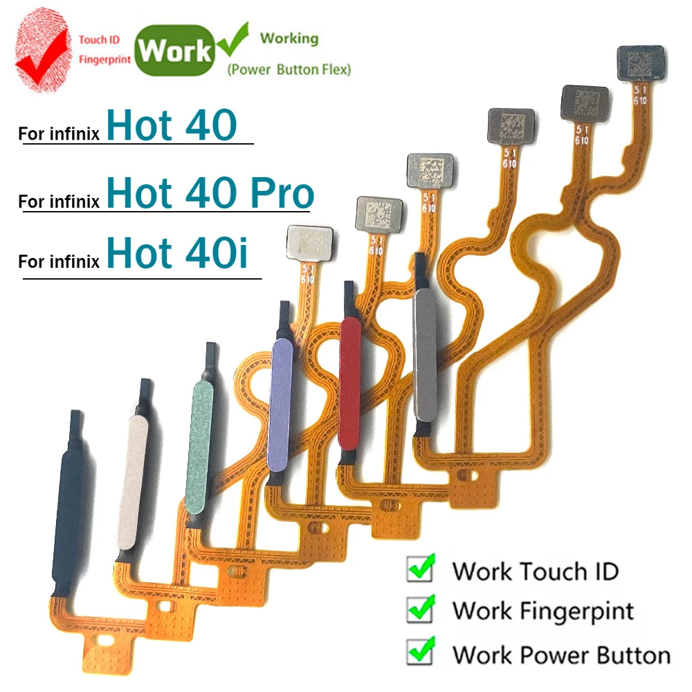 Home Button FingerPrint Touch ID Sensor Flex Cable For infinix Hot 40 40i Pro X6836 X6837 X6528B Replacement Parts  infinix phone repair parts