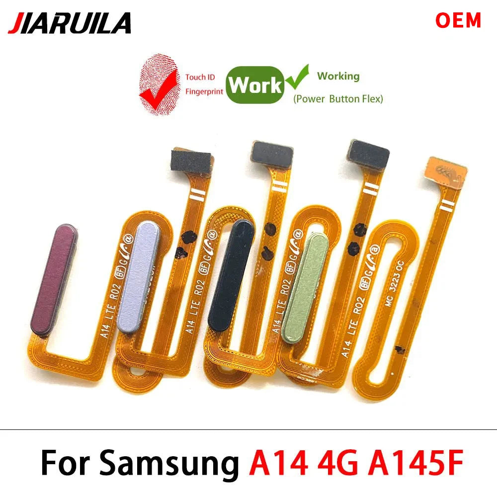 10Pcs, For Samsung A14 4G 5G A145F A145P A146B A146P Fingerprint Sensor Home Return Key Menu Button Flex Cable Samsung phone repair parts